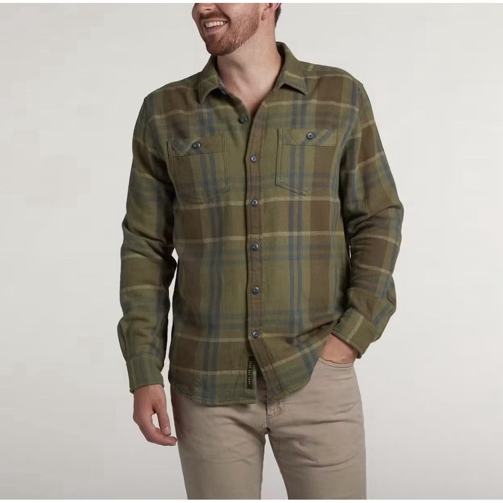 Howler Brothers Rodanthe Flannel Shirt Men's Size Large Long Sleeve Green Plaid
